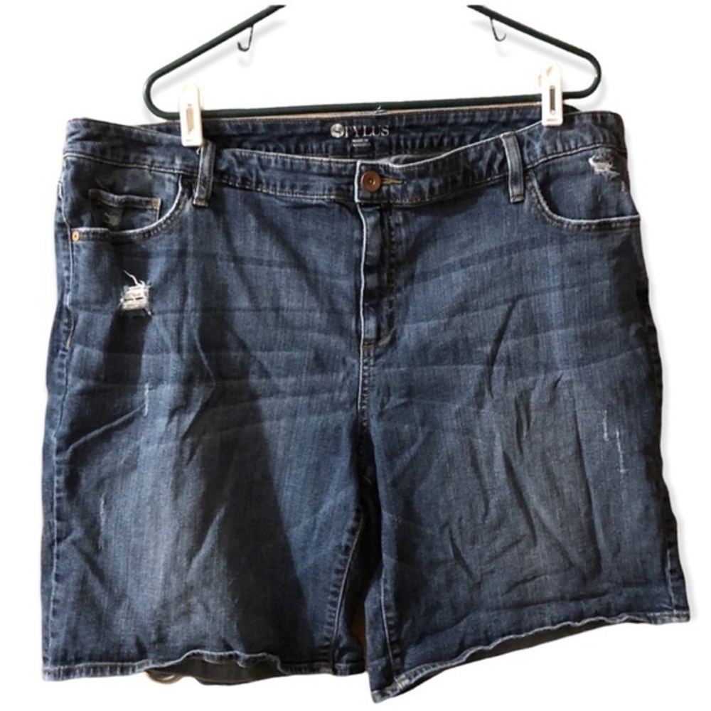Stylus Jean Short Womens Size 24W Boyfriend Distressed Blue